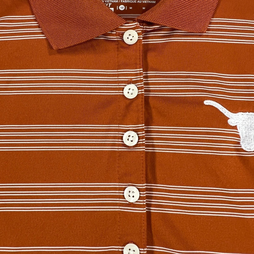 Texas Longhorns Polo Shirt Womens Medium Orange Striped Short Sleeve Nike SEC - Picture 8 of 13